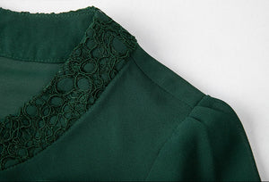 Chiffon Quarters Sleeves Lace A-Line Mini Dress