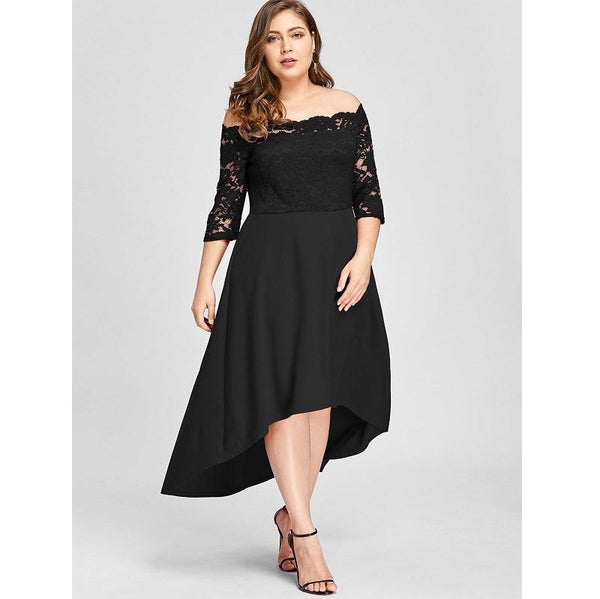 Elegant Asymmetric Off Shoulder High Low Party Dress