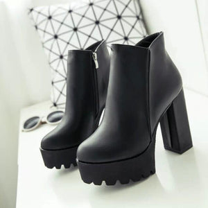 thick heel platform boots