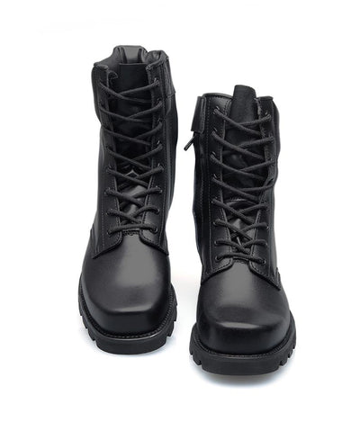Leather Black Military Style Tactical Boots