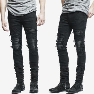 Ripped Skinny Biker Jeans Destroyed Frayed Slim Fit