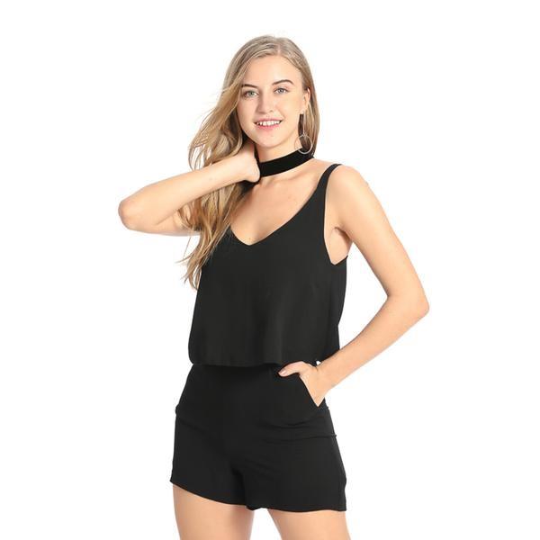 Sexy V Neck Summer High Street Jumpsuit Dress