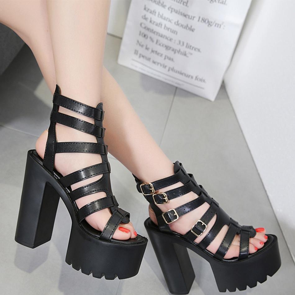 High Heels Buckle Platform Sandals Shoes