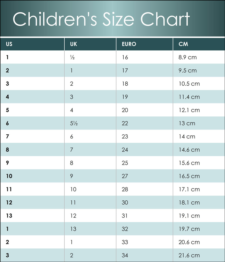 Anderson Childrens Size Chart