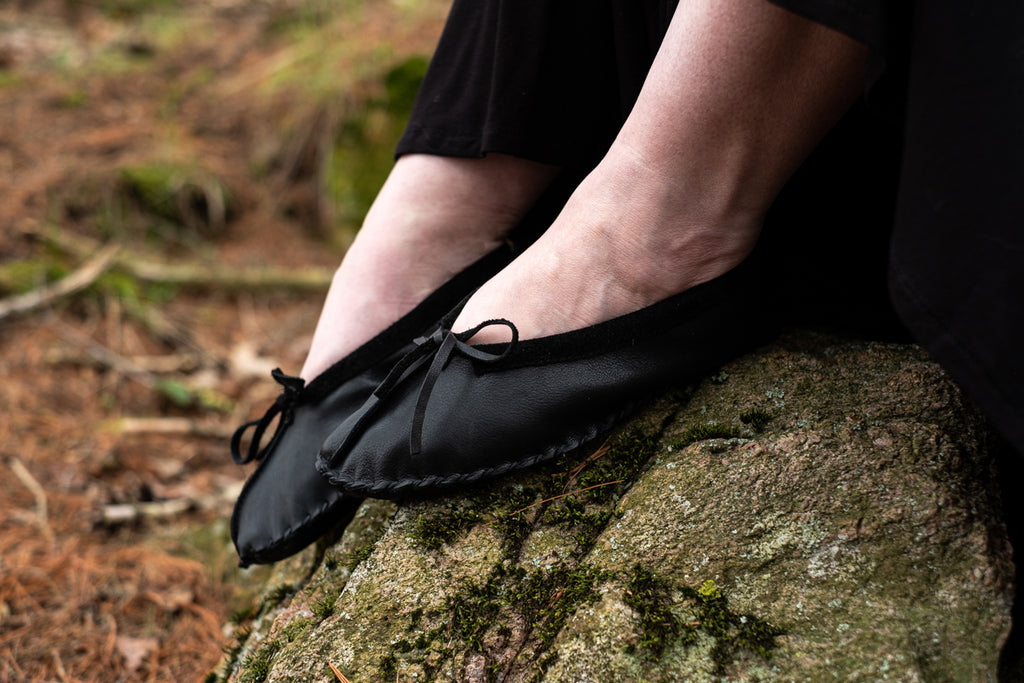 black ballet slipper for forest bathing walking outdoors earthing