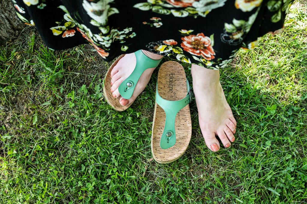 earthing with copper riveted sandals