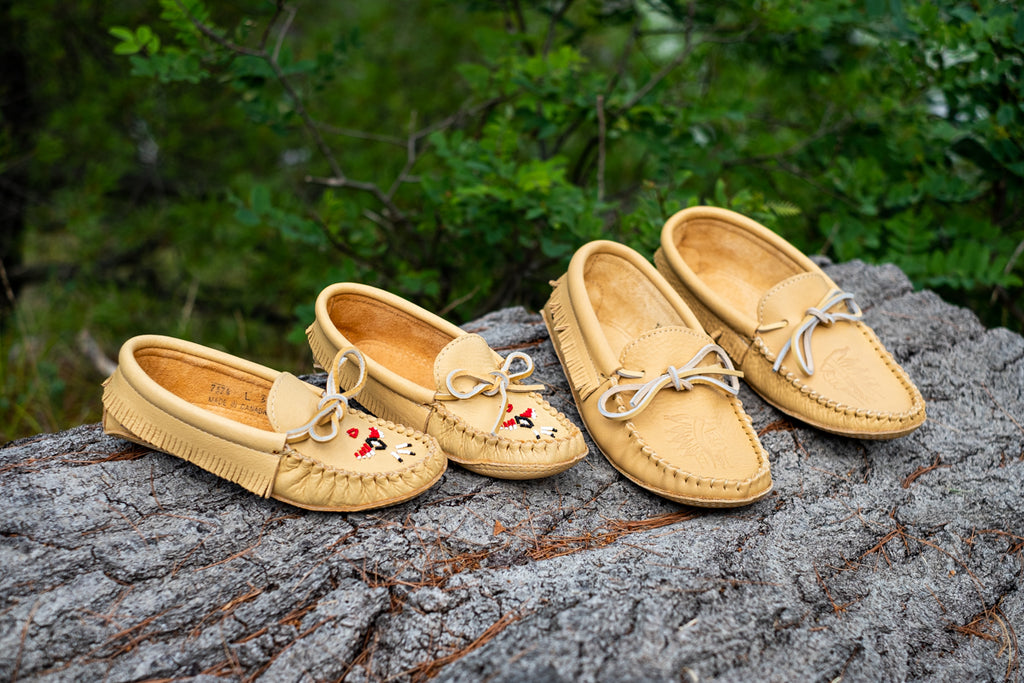 Leather moccasins matching men's and women's Laurentian Chief
