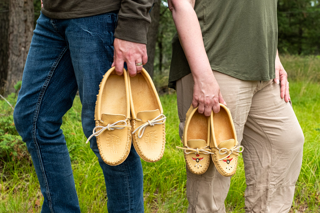 Husband and wife matching Laurentian Chief moccasins