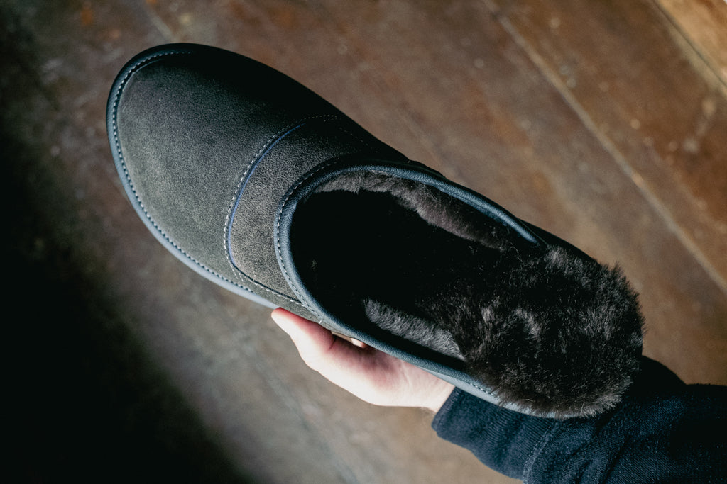 Quality slippers made with real sheepskin in black