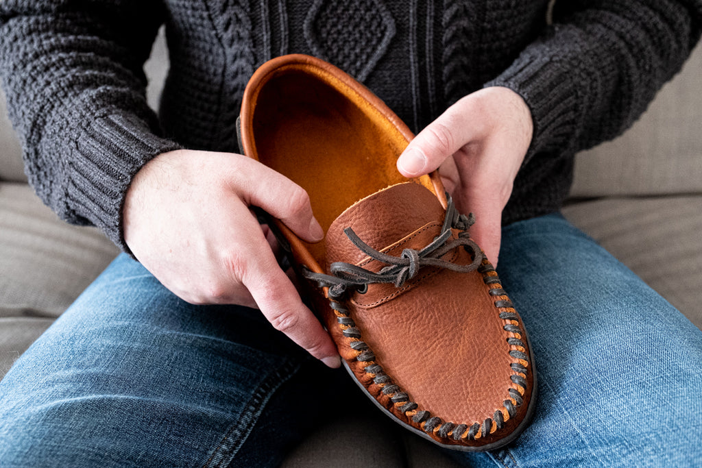 men's extra wide fit EEE genuine leather moccasins