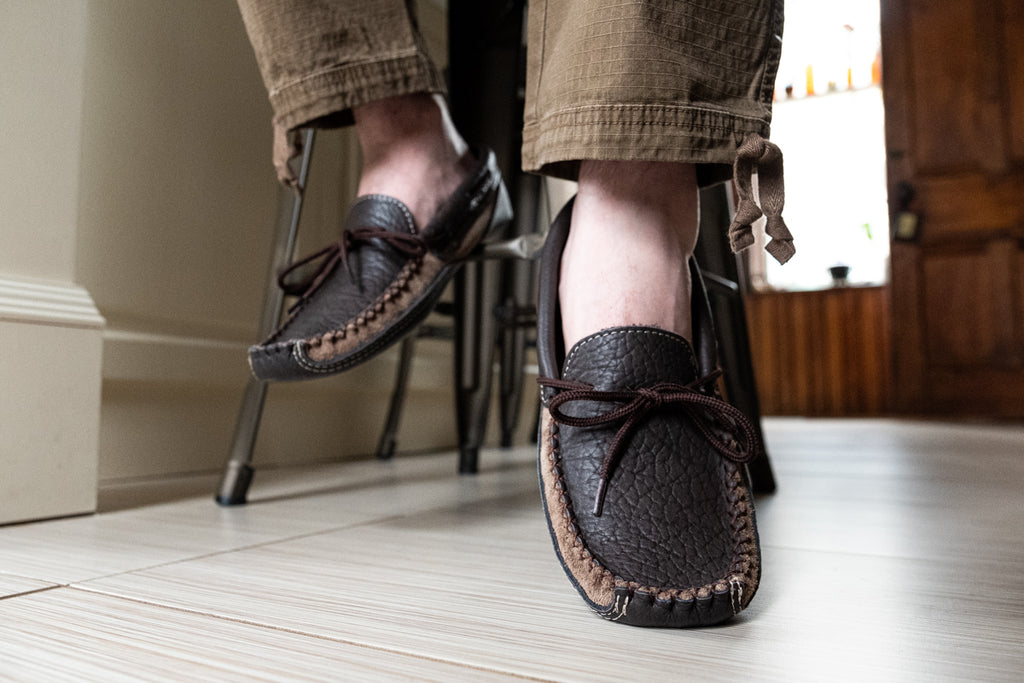 Stylish men's moccasin house shoes