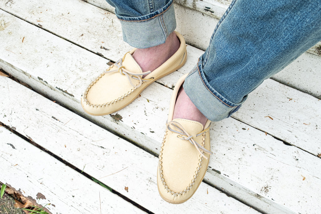 light natural tan moccasin loafers for men