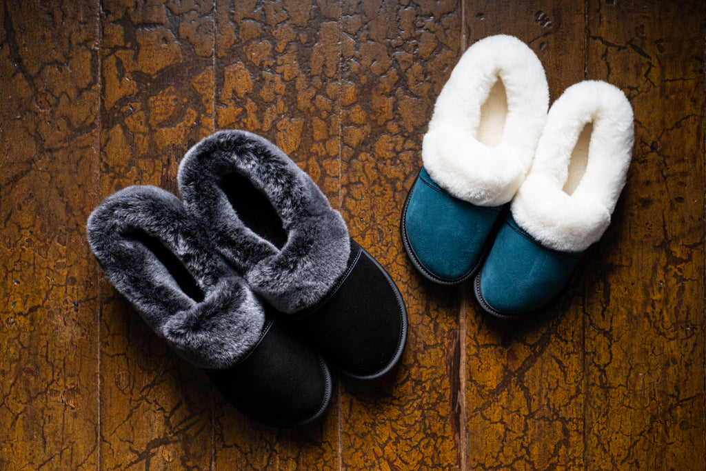 men's and women's sheepskin slippers by garneau made in quebec canada