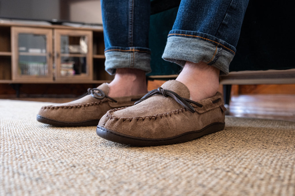 Grey moccasins with sole