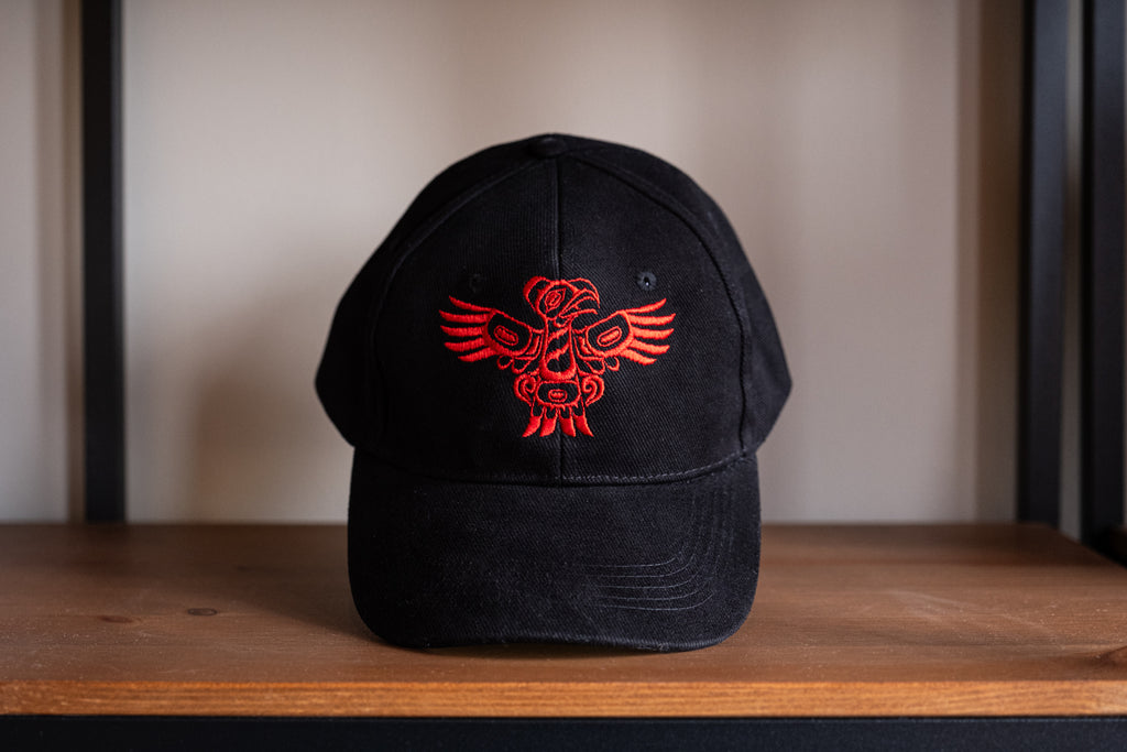Black Red Eagle or Orca Native American design one size fits most ball cap hat