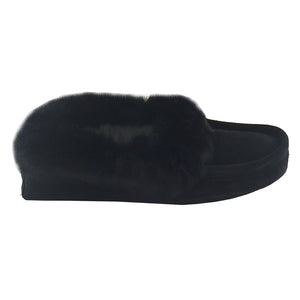 black fur moccasins