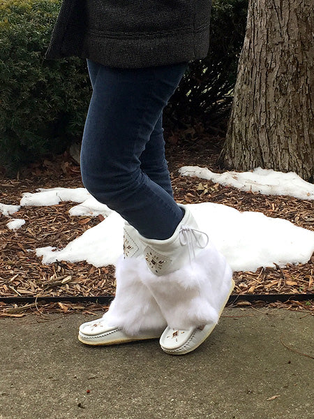 Womens Stylish Mukluk Winter Boots Handmade from White