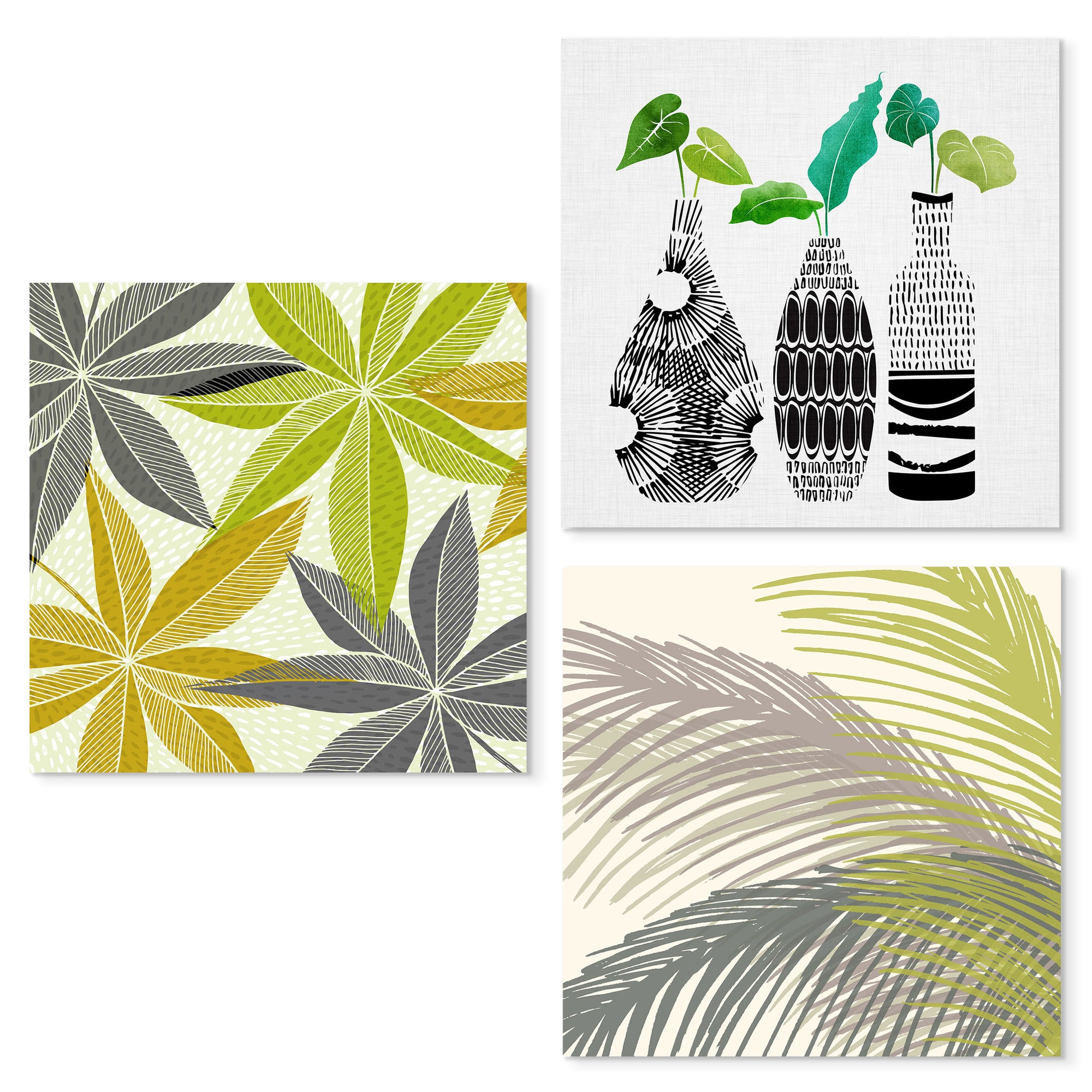 Palm Silhouettes By Modern Tropical - 3 Piece Canvas Set