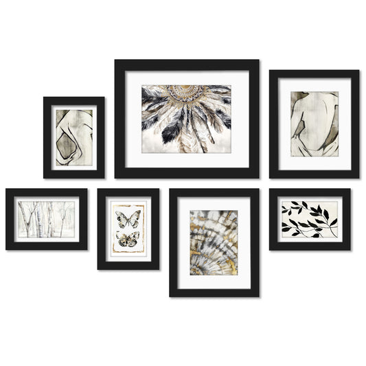 7 Piece Black Airfloat Gallery Wall Photo Frame Set with