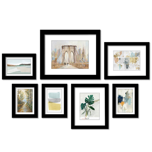 7 Piece Gallery Wall Frame Set - Multipack and Variety of Colors Black / Multi - Americanflat