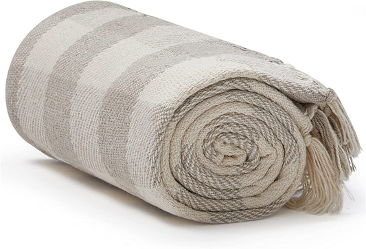 Neutral Lightweight Blanket for Farmhouse Decor - Variety of style