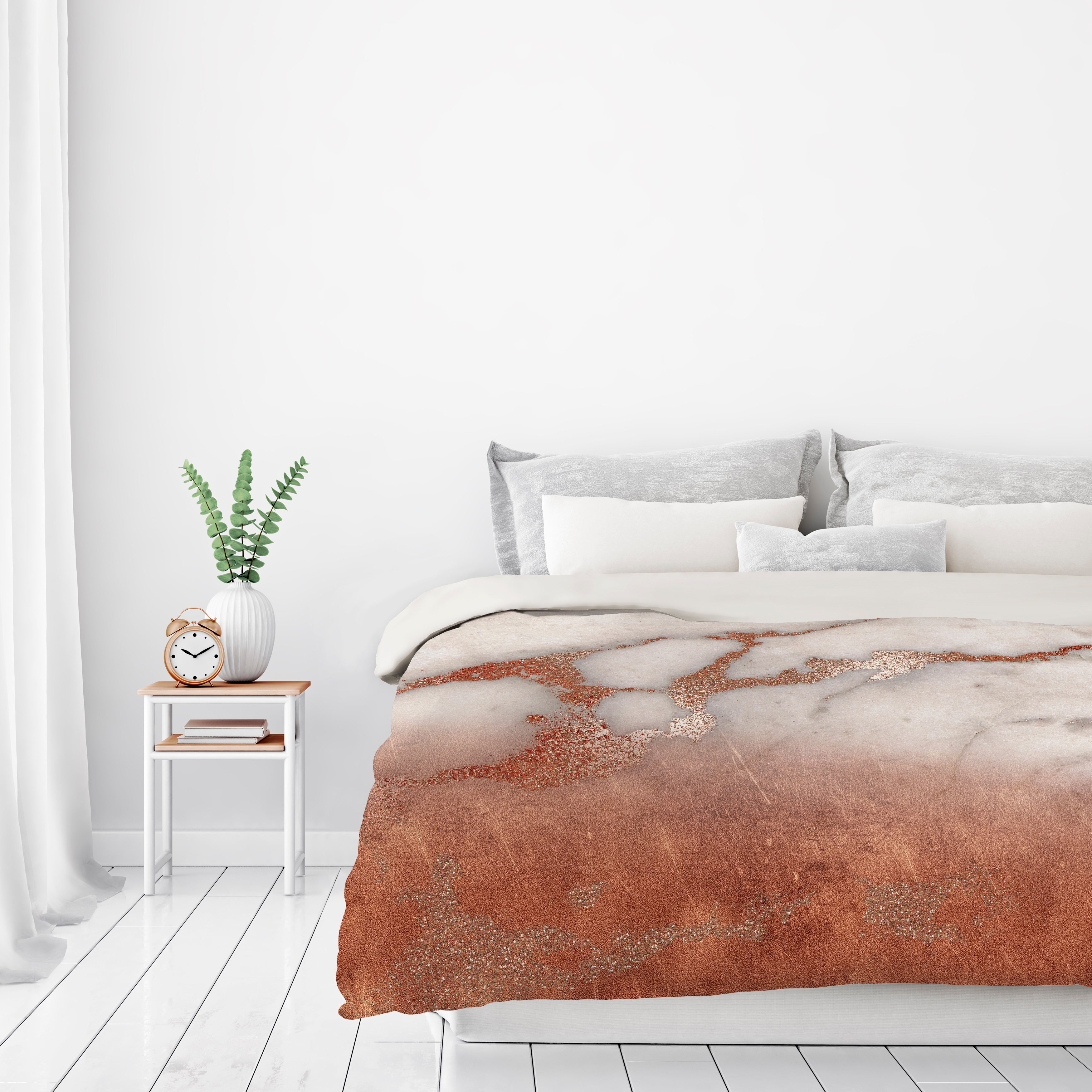 Luxury Metal Copper And Luxury Marble By Grab My Art Duvet Cover