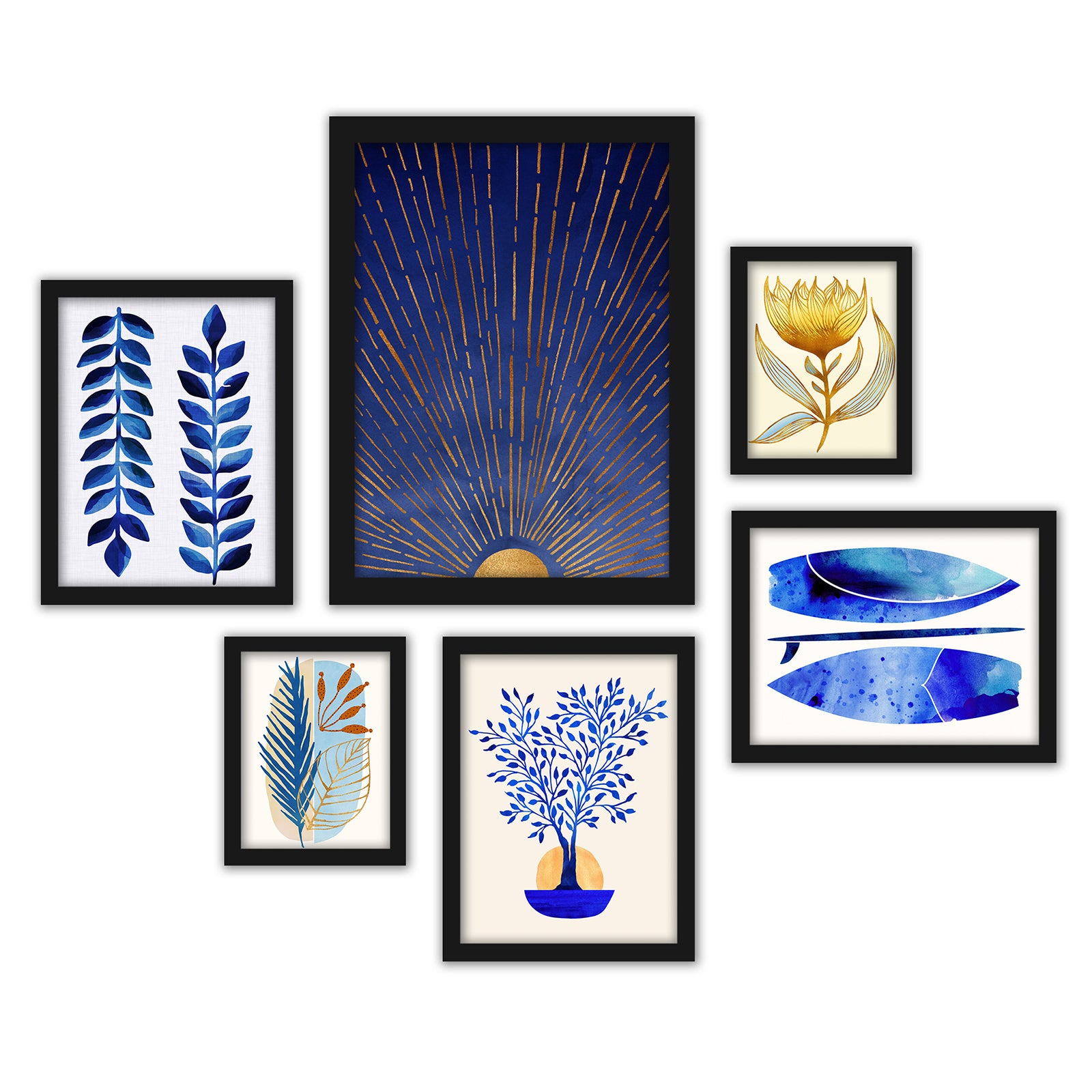 Download Modern Tropical Blue Moon 6 Piece Framed Gallery Wall Set Americanflat