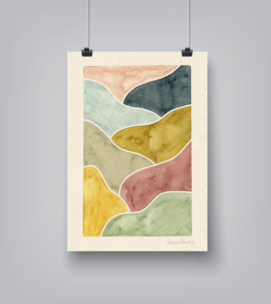 Abstract Shapes Watercolor by Pauline Stanley - Art Print