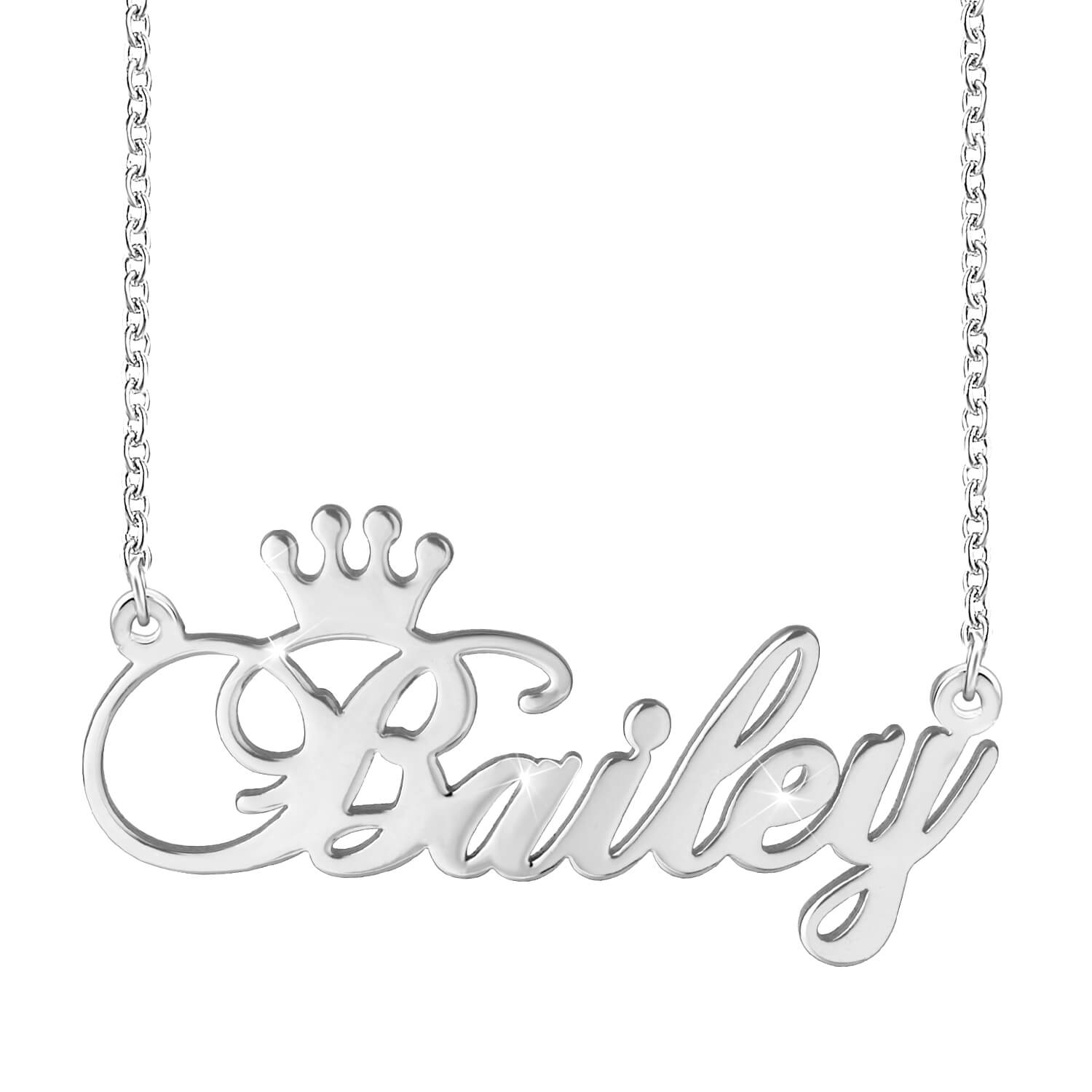 18k Gold Plated Crown Engraved Name Necklace Personalized Silviax 
