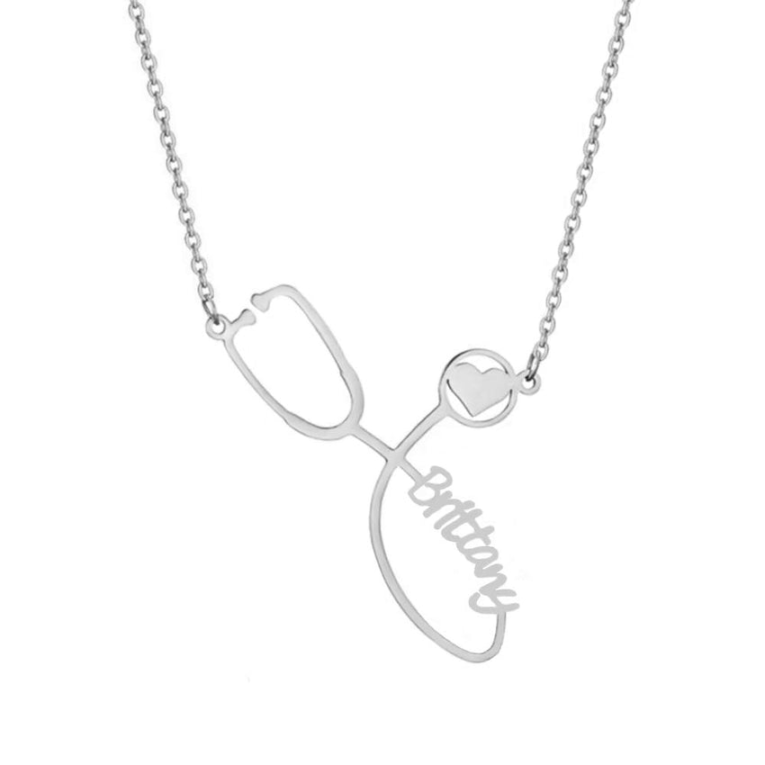 18k Gold Plated Personalized Custom Stethoscope Name Necklace – Silviax