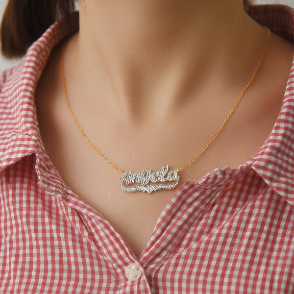 Two Tone Name Necklaces Personalized Silviax 