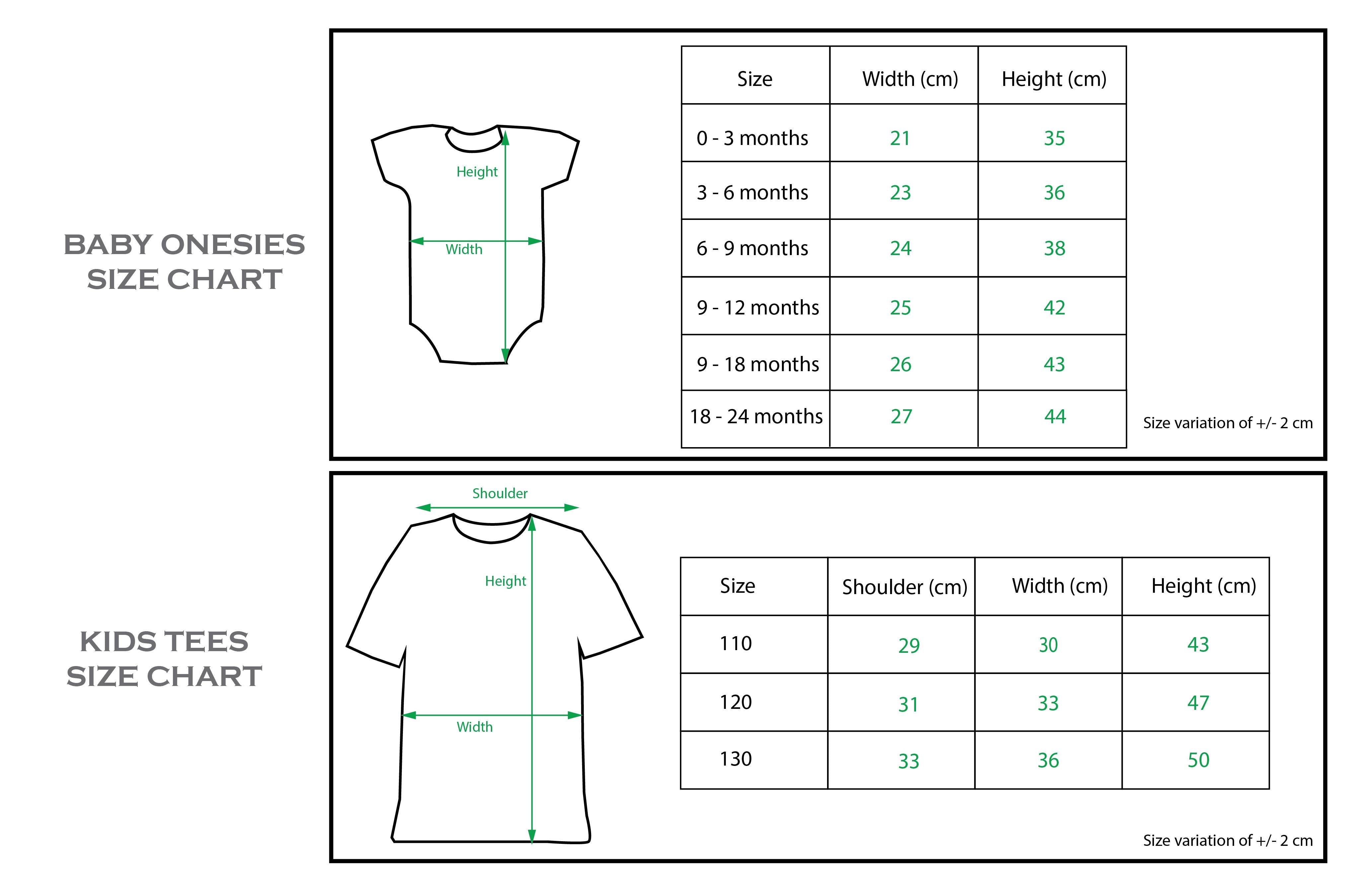 Size Charts – Ribbons & Bows