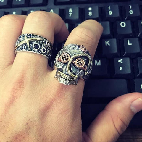 Bague tête de mort steampunk