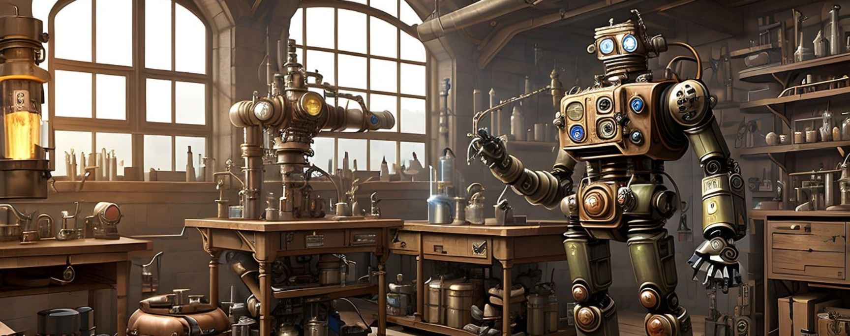 steampunk robot decor