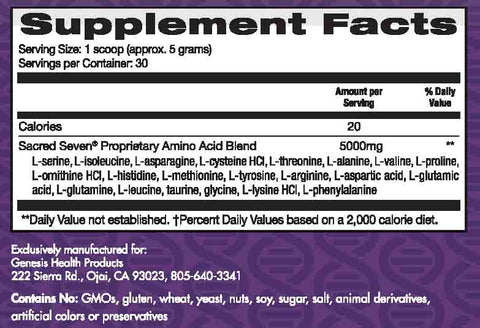 Sacred Seven Supplement Facts