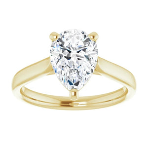 Three Claw Pear Solitaire Engagement Ring