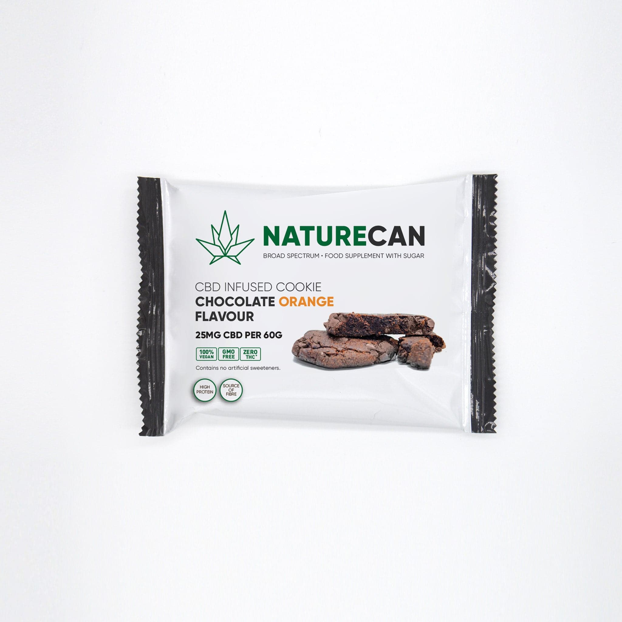 Four Double Chocolate CBD cookies in packets