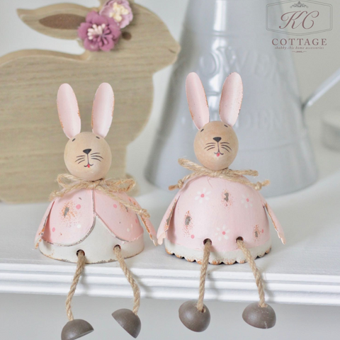 Easter Shelf Sitting Metal Rabbits 