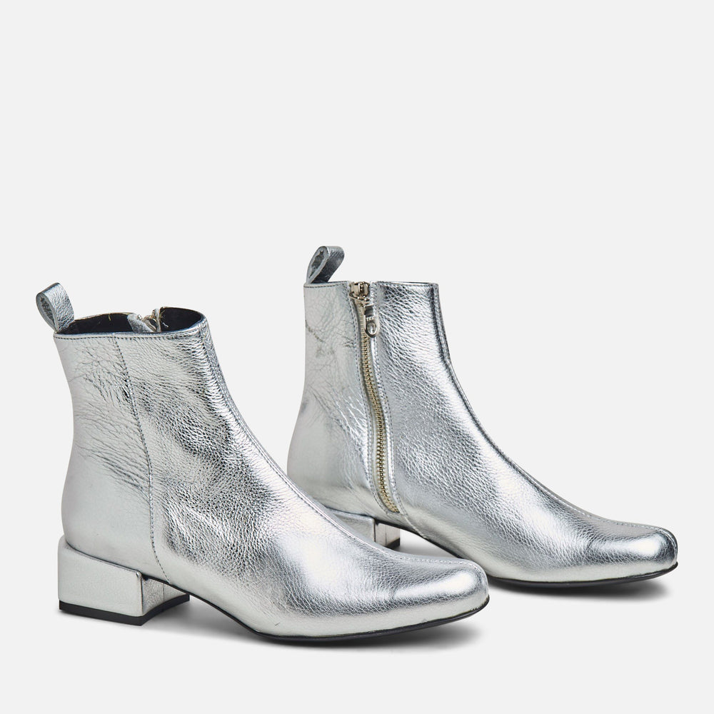 metallic silver boots