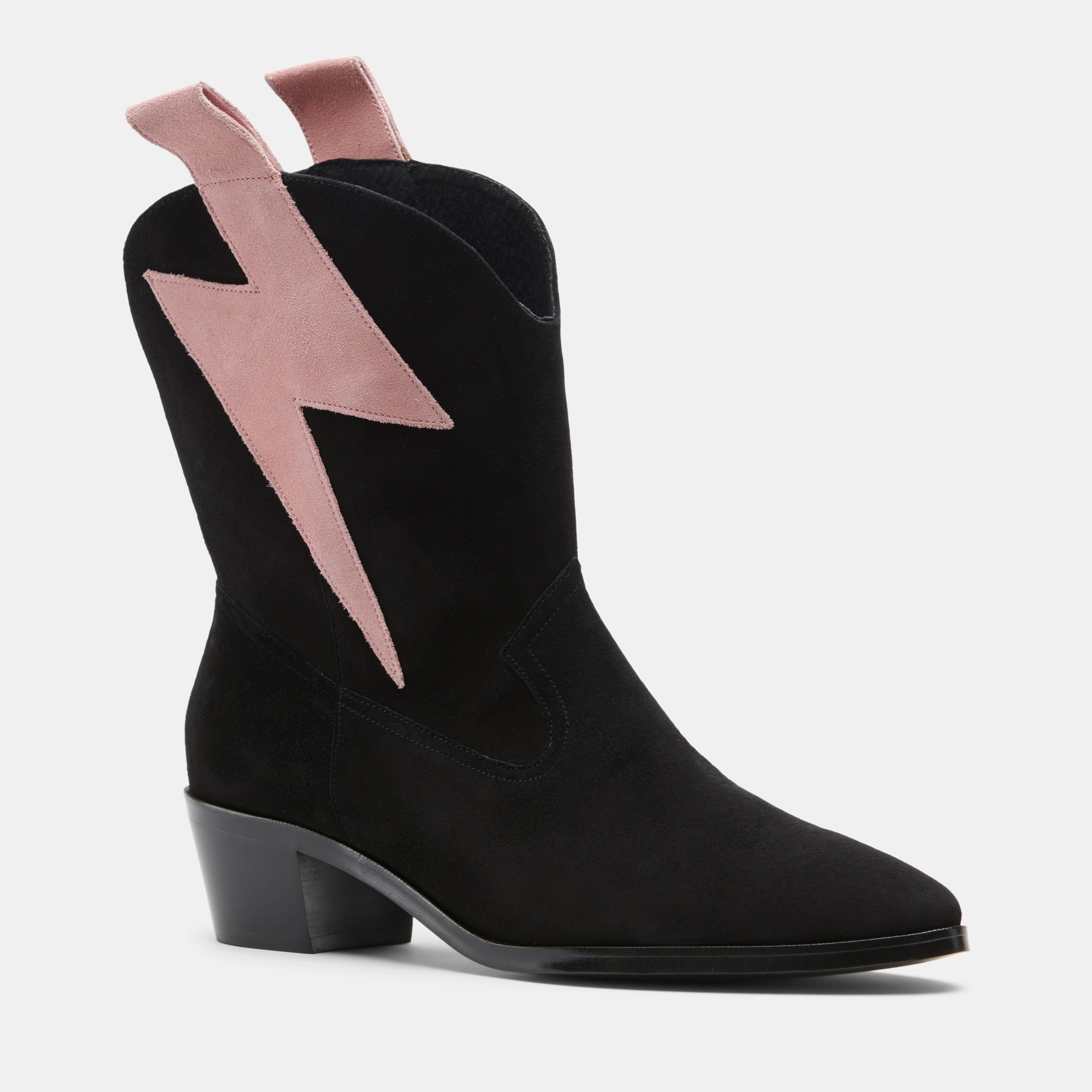 BOLT WESTERN SUEDE BLACK/PINK SUEDE