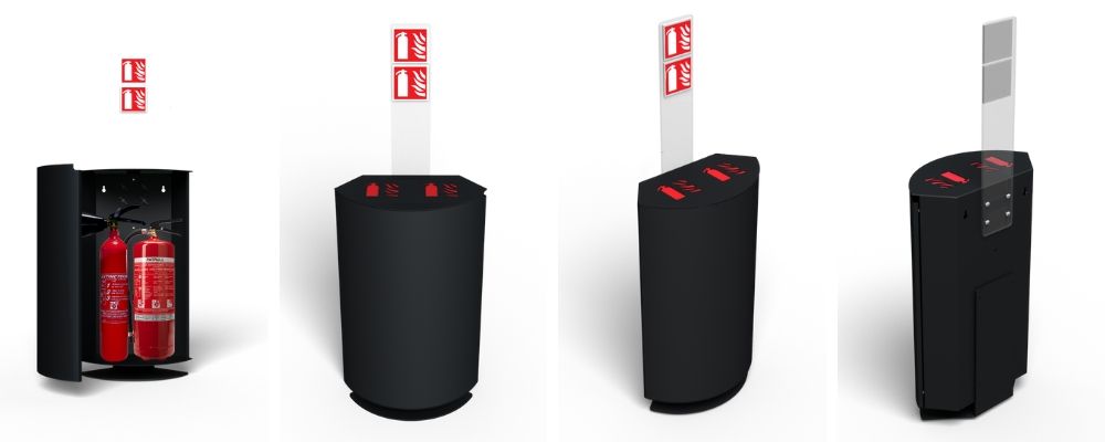 Design zwei Feuerlöscher Schrank