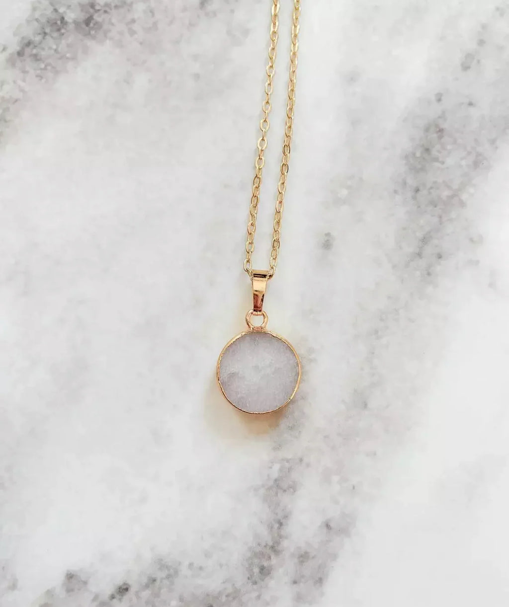 Boho & Mala Circle Natural Druzy Necklace