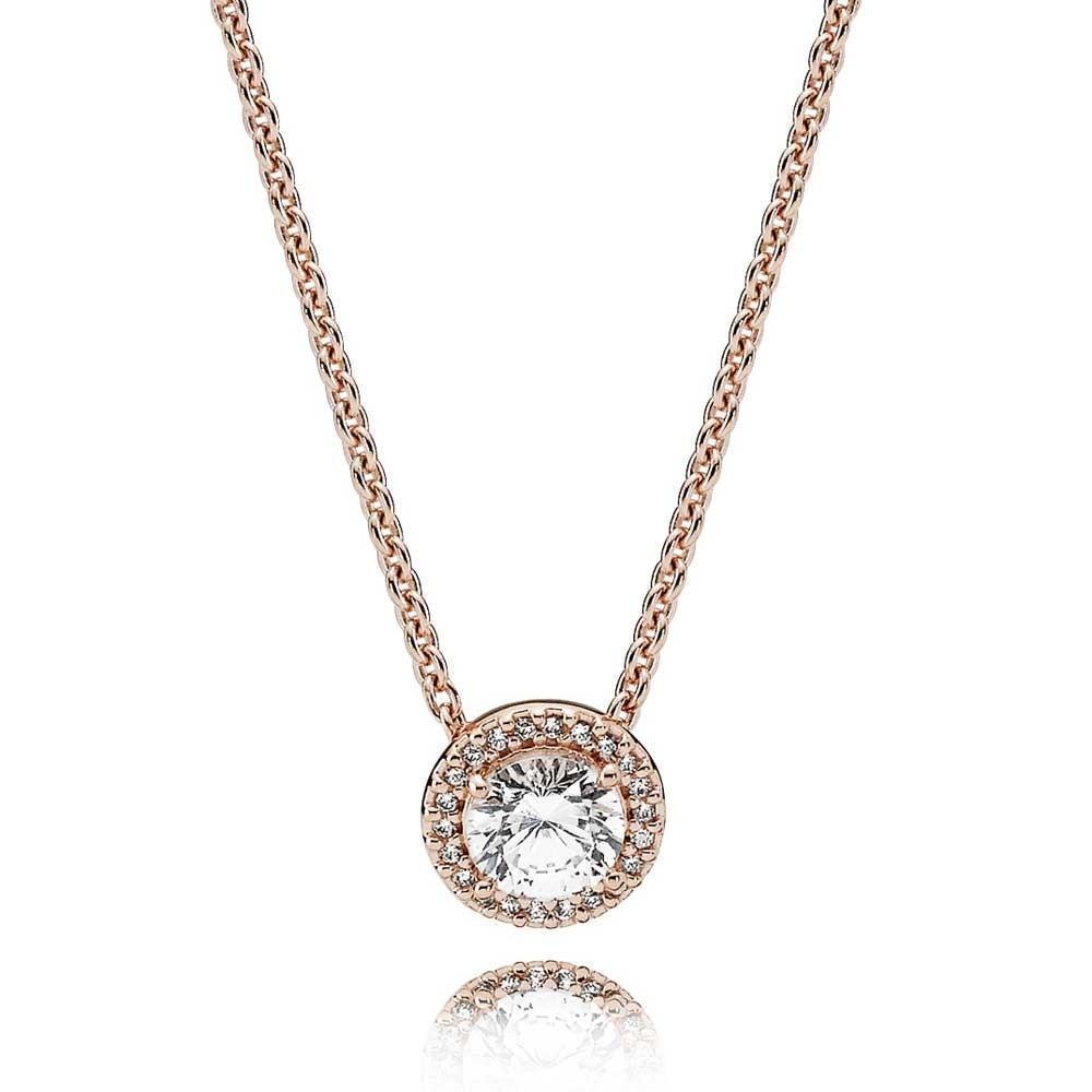 PANDORA Rose necklace with clear cubic zirconia – Pandora Jordan