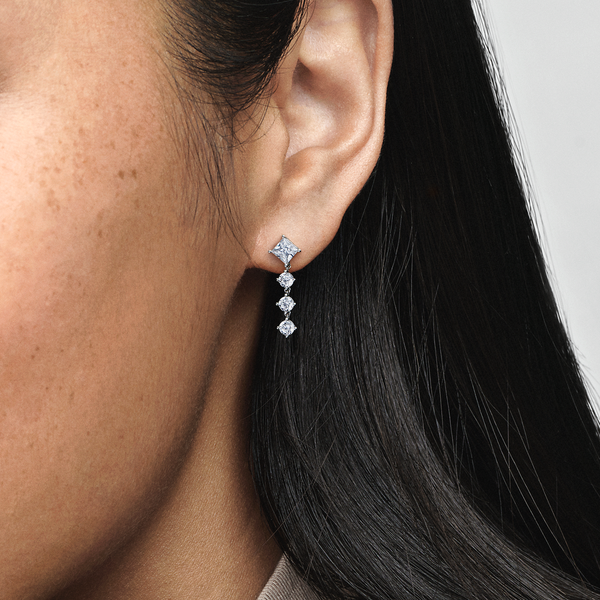 Regal pattern silver earrings with clear cubic zirconia – Pandora