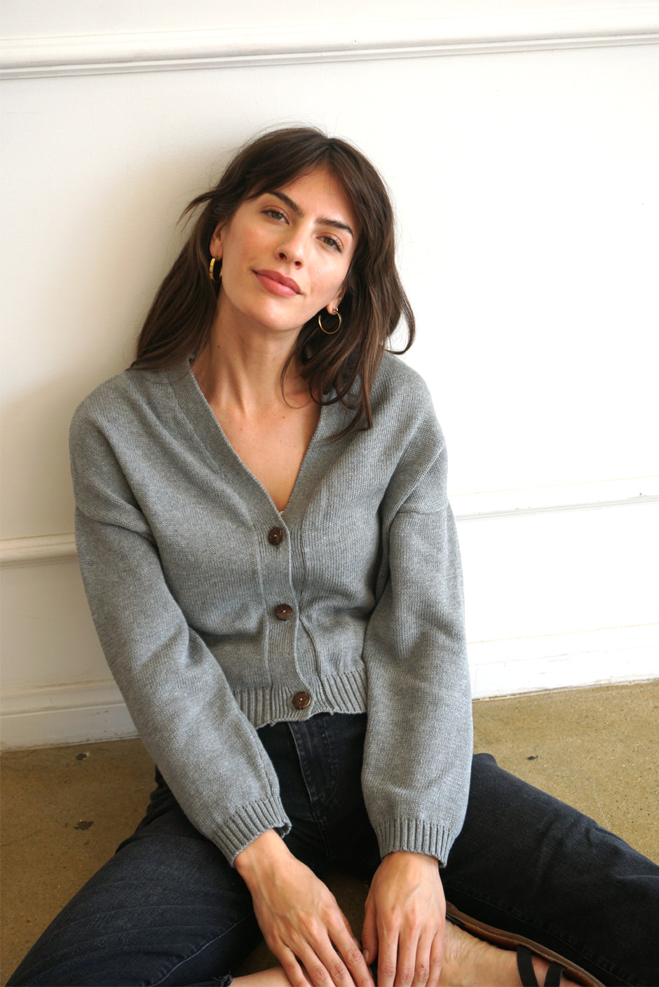 Sustainable & Ethical Handknitted Cotton Pointelle Cardigan: the Diana -  Paneros Clothing