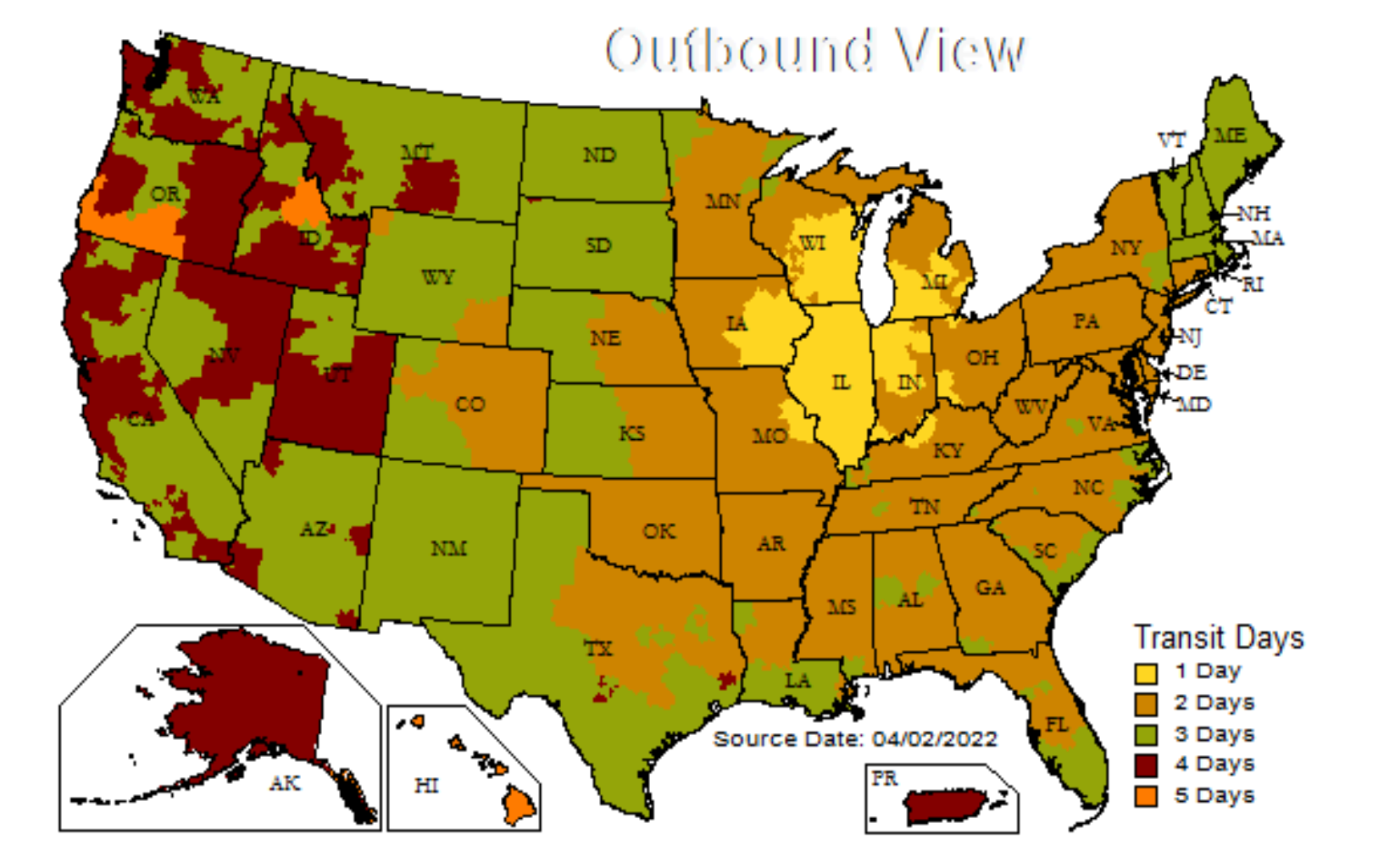 shipping coverage map.