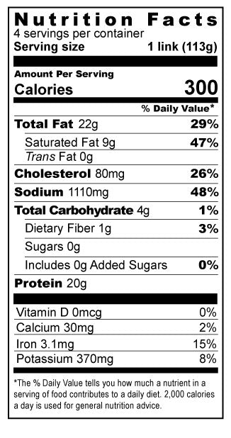 Hot Italian Sausage Nutrition Facts