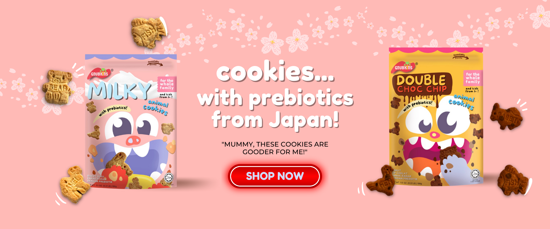 Gnubkins Animal Cookies with Extremely Pure Prebiotics from Japan