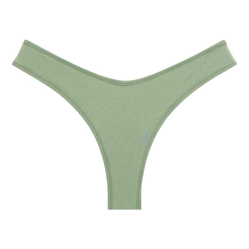 Sage Green Rib Tori Ties Bandeau Bikini Top