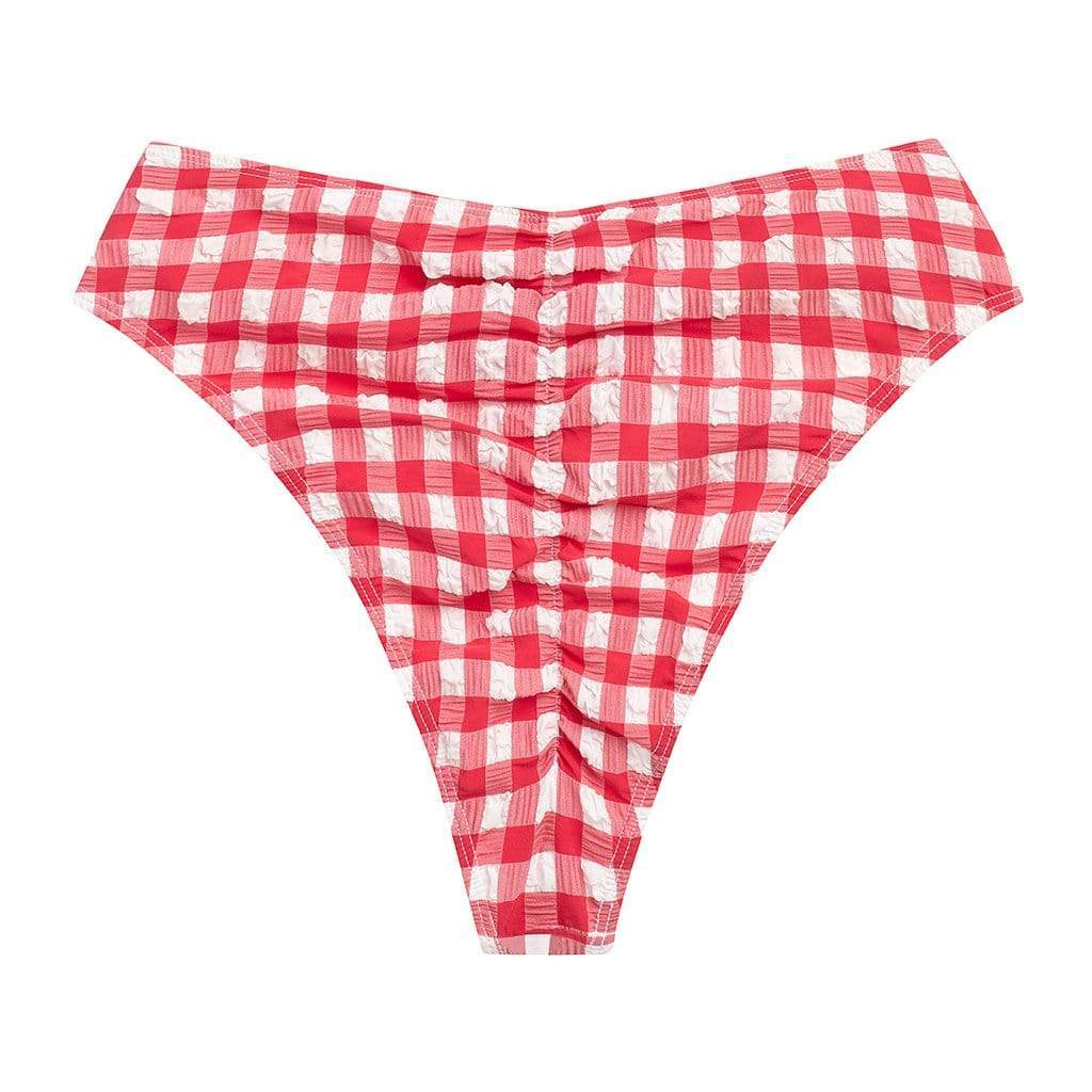 Montce – Red Gingham Paula Tie-Up Bikini Bottom – Montce